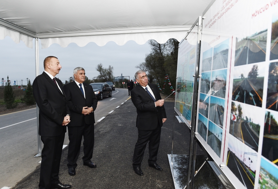 Sabirabad: Staatspräsident Ilham Aliyev weiht Autostraße Galaghayin-Mughan-Ganjali ein VIDEO