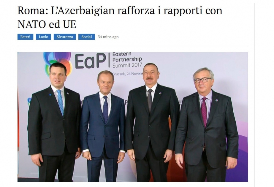 Italian press agency: Azerbaijan strengthens relations with NATO and EU