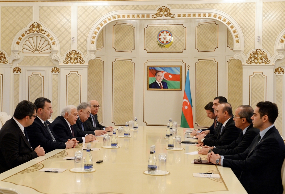 Türkischer Außenminister Mevlüt Çavuşoglu in Milli Majlis