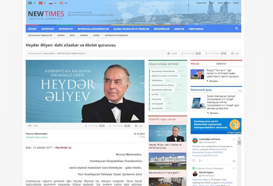 Heydər Əliyev: dahi xilaskar və dövlət qurucusu