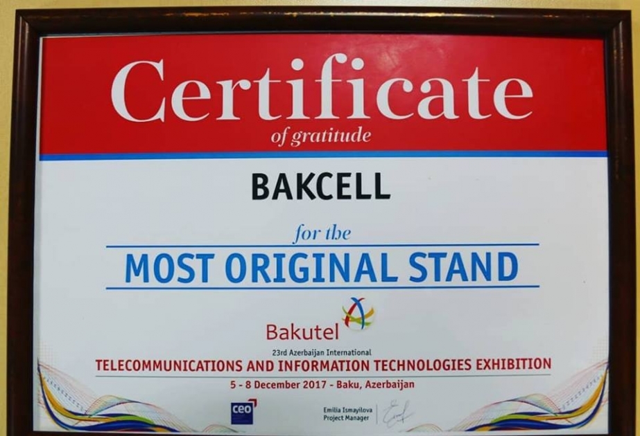 “Bakcell” şirkətinin stendi “Bakutel-2017” sərgisinin ən orijinal stendi seçilib