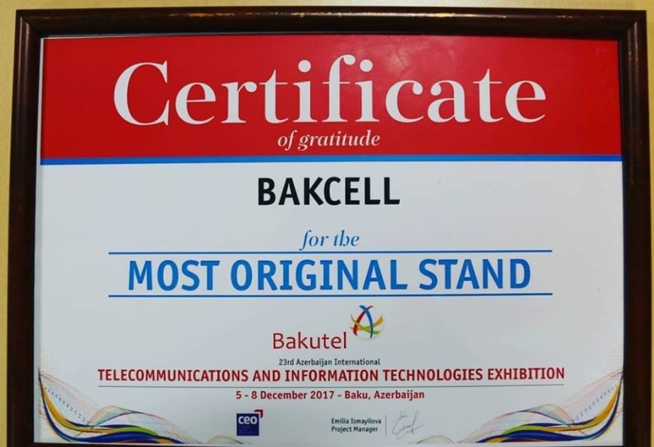Стенд Bakcell был признан самым оригинальным стендом выставки BakuTel-2017