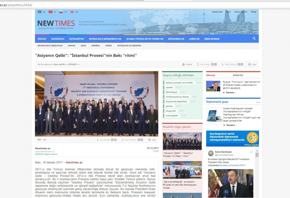 “Asiyanın Qəlbi”: “İstanbul Prosesi”nin Bakı “ritmi”