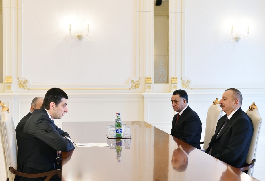 Aserbaidschans Präsident Ilham Aliyev empfängt stellvertretenden Ministerpräsidenten von Georgien VIDEO