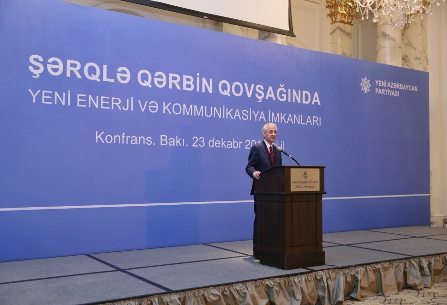 Konferenz zum Thema "Neue Energie-und Kommunikationsmöglichkeiten an der Schnittstelle von Ost und West" in Baku
