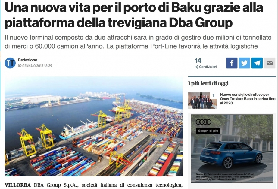 Italian media highlight opening of new terminal of Baku International Sea Trade Port