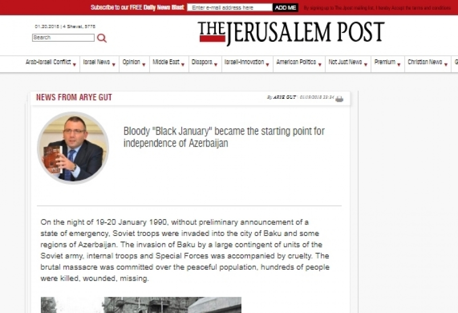 The Jerusalem Post: Кровавый "Черный январь" стал отправной точкой для независимости Азербайджана