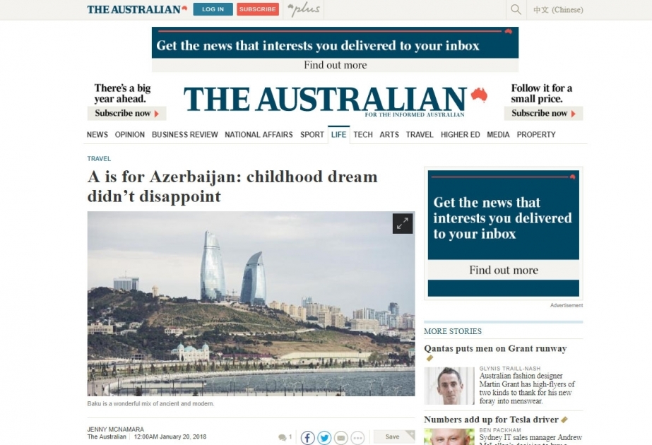 "The Australian" newspaper: A is for Azerbaijan: childhood dream didn't disappoint