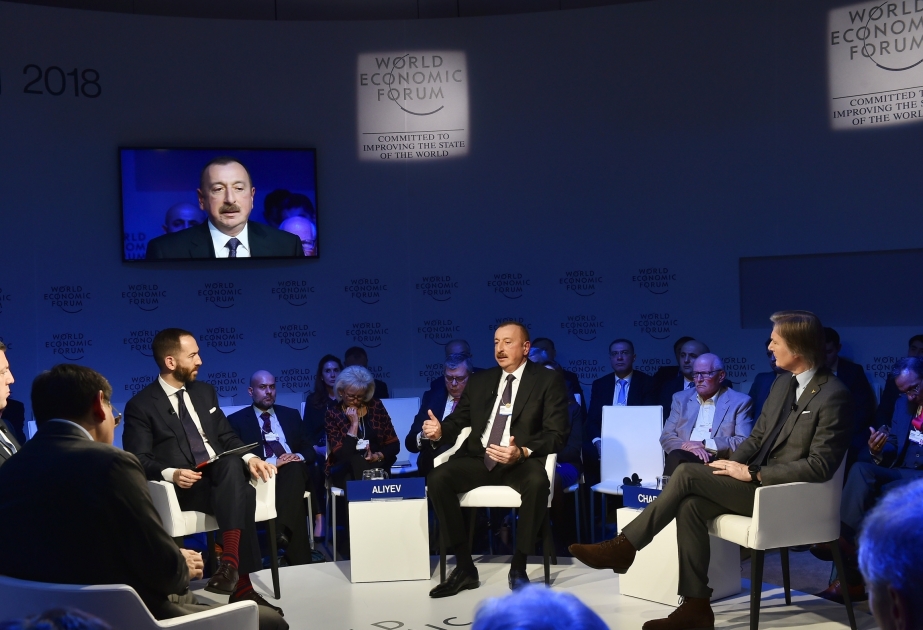Prezident İlham Əliyev Dünya İqtisadi Forumu çərçivəsində keçirilən “Strateji baxış: Avrasiya” mövzusunda interaktiv iclasda iştirak edib VİDEO