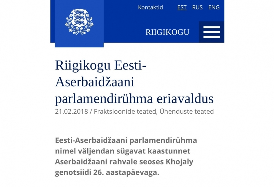 Estnische Abgeordneten geben Erklärung über Völkermord von Chodschali ab