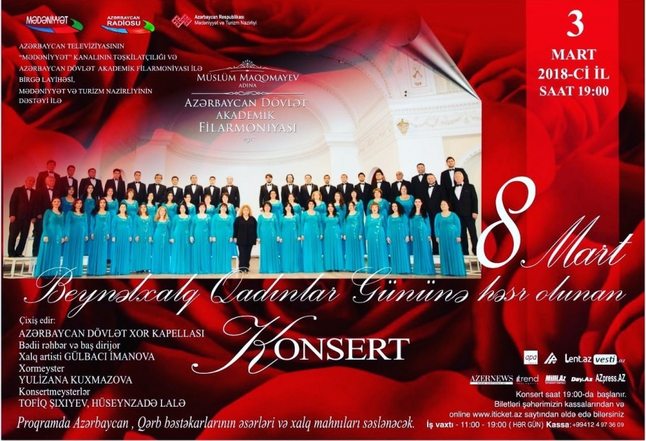 Filarmoniyada 8 Mart - Beynəlxalq Qadınlar Günü konsert proqramı ilə qeyd ediləcək