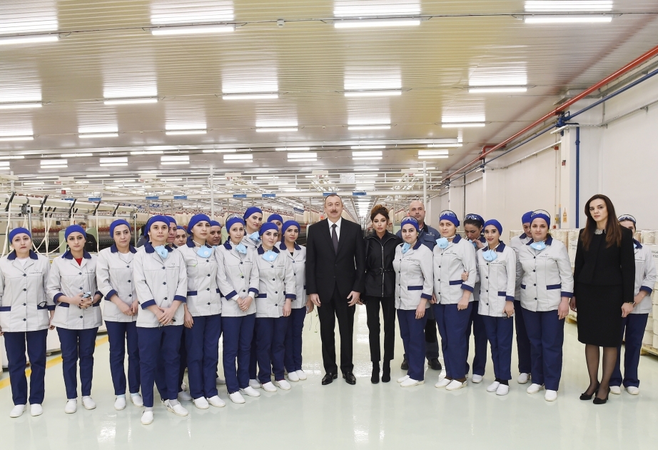 President Ilham Aliyev attended opening of two yarn production plants owned by “Mingachevir Tekstil” LLC VIDEO