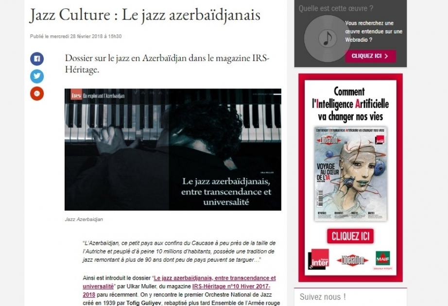 Französische Presse schreibt über aserbaidschanischen Jazz