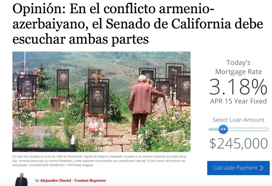 Spanish edition of ‘Los Angeles Times’: Armenia has committed genocide against Azerbaijani people