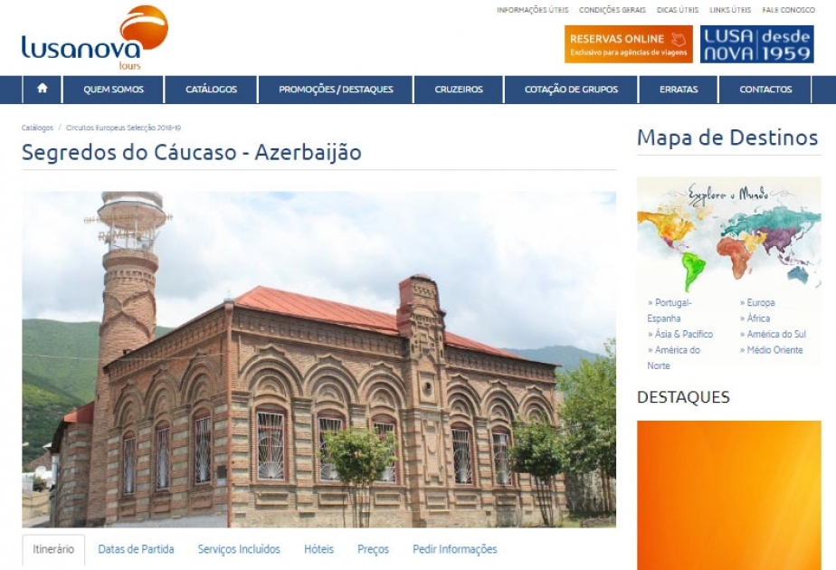 AZƏRTAC-ın müxbirinin müdaxiləsindən sonra Portuqaliyanın turizm agentliyi Azərbaycan haqqında məqalədə düzəliş edib