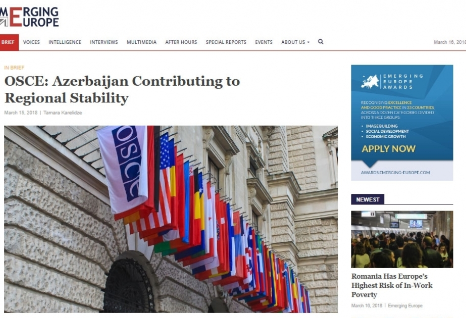 OSCE: Azerbaijan contributing to regional stability