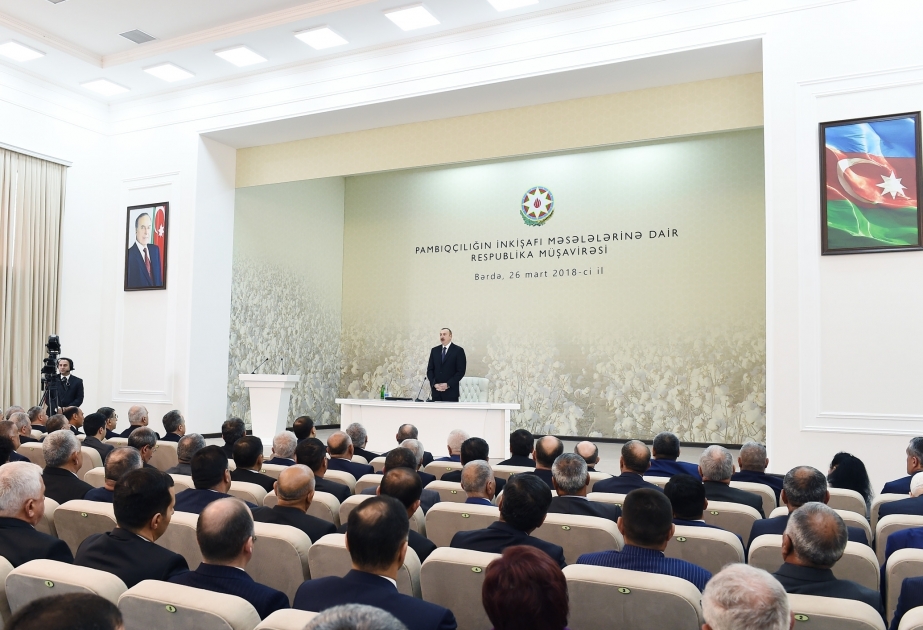 Bərdədə Prezident İlham Əliyevin sədrliyi ilə pambıqçılığın inkişafına dair respublika müşavirəsi keçirilib YENİLƏNİB 2 VİDEO