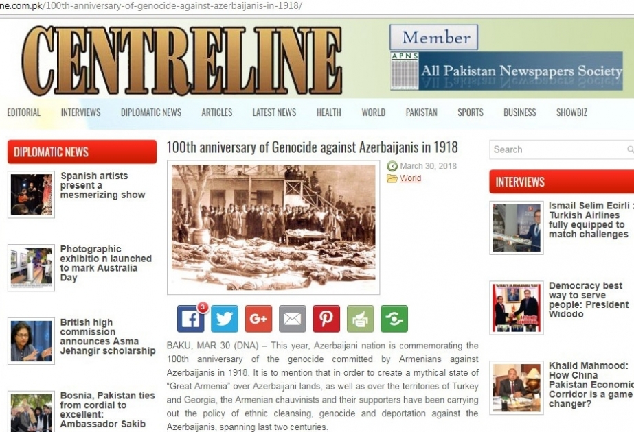 Pakistan mətbuatı 31 mart soyqırımından yazır