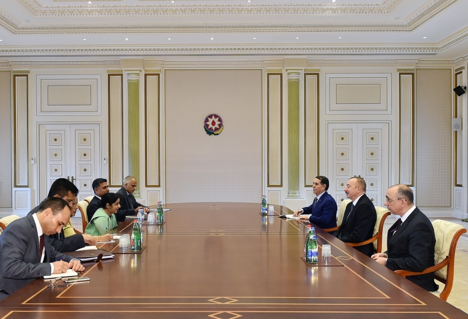President Ilham Aliyev received delegation led by Indian minister of external affairs VIDEO