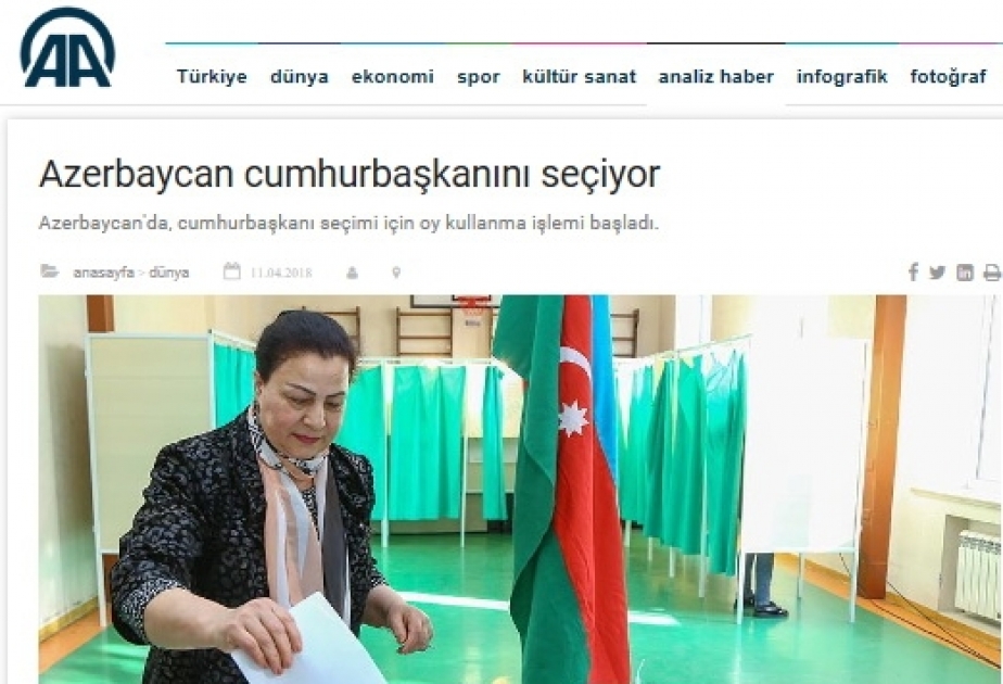 Azərbaycanda keçirilən prezident seçkiləri Türkiyə KİV-lərində geniş işıqlandırılır