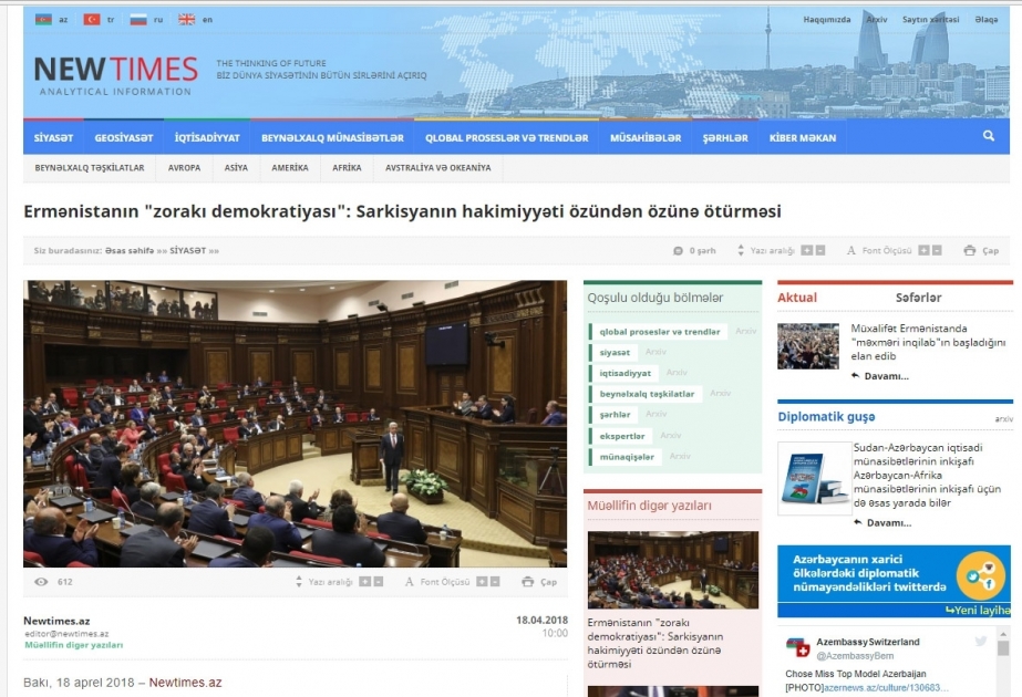 Ermənistanın “zorakı demokratiyası”: Sarkisyanın hakimiyyəti özündən özünə ötürməsi