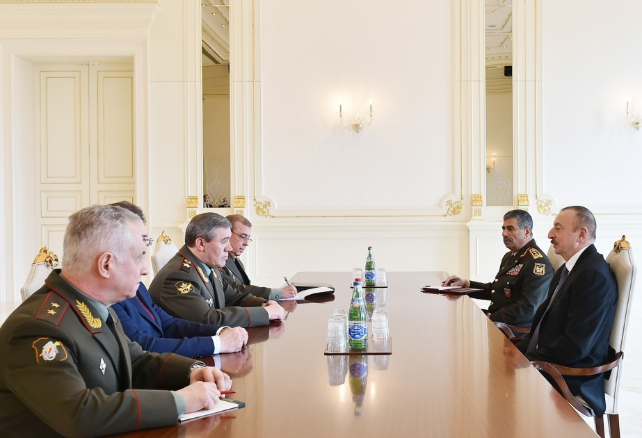 President Ilham Aliyev received delegation led by Chief of General Staff of Russian Armed Forces VIDEO
