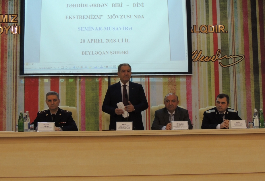 Beyləqanda “Milli təhlükəsizliyə əsas təhdidlərdən biri - dini radikalizm” mövzusunda seminar-müşavirə keçirilib VİDEO