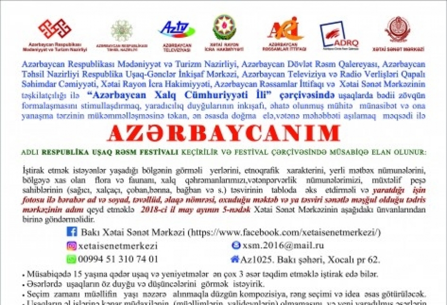 “Azərbaycanım” adlı respublika uşaq rəsm müsabiqəsi davam edir