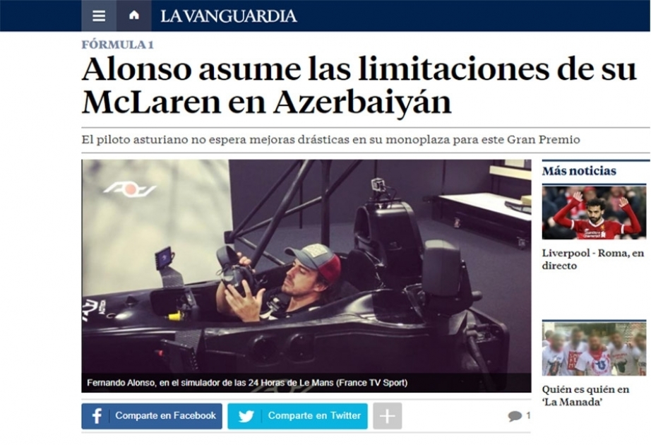 Fernando Alonso Azərbaycan Qran-Prisindən danışıb