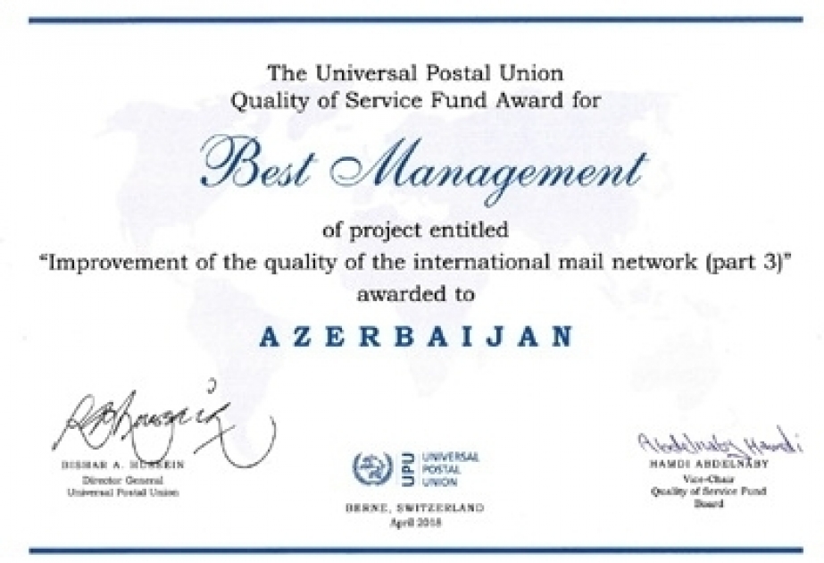 Azərbaycan Ümumdünya Poçt İttifaqının Şurasına yenidən üzv seçilib