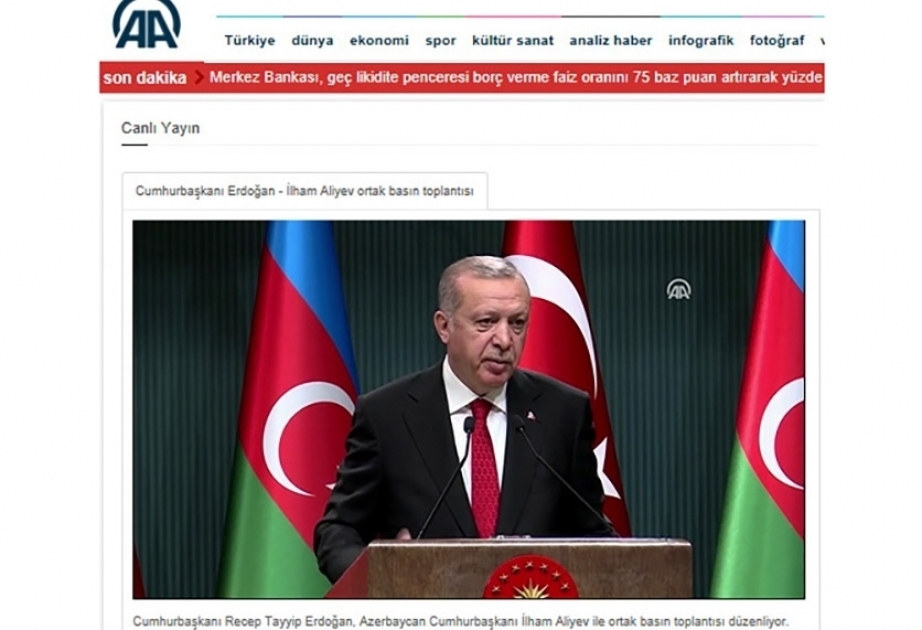 Präsident Recep Tayyip Erdogan: Die Türkei hat Berg- Karabach-Problem seit Beginn als eigene Angelegenheit betrachtet