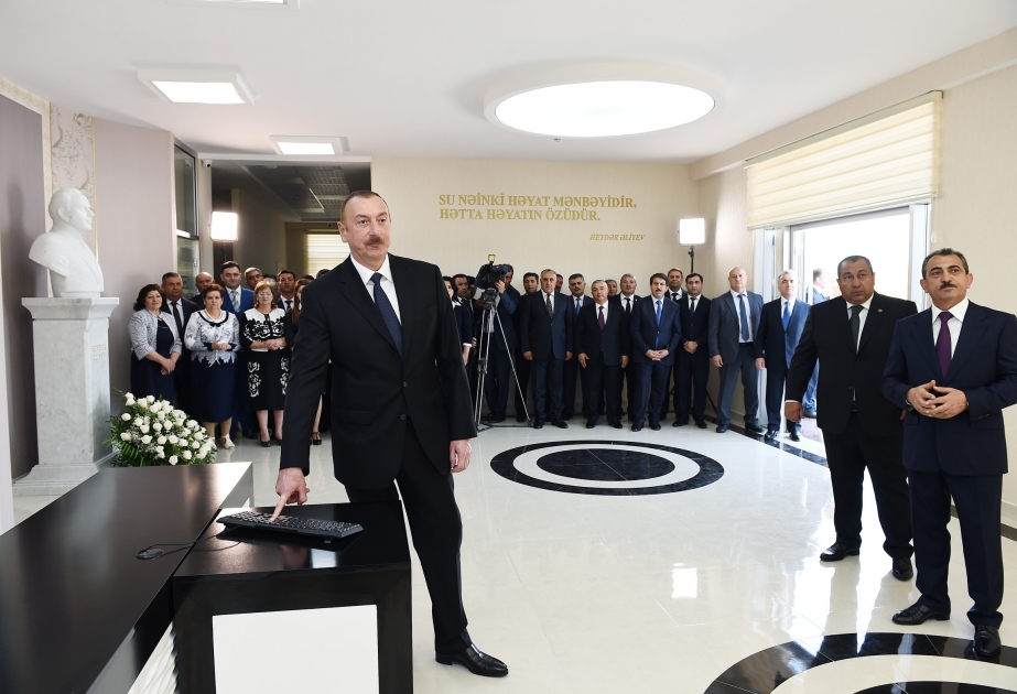 Le président Ilham Aliyev inaugure le système d’eau potable de Khyzy et du bourg d’Altyaghadj VIDEO