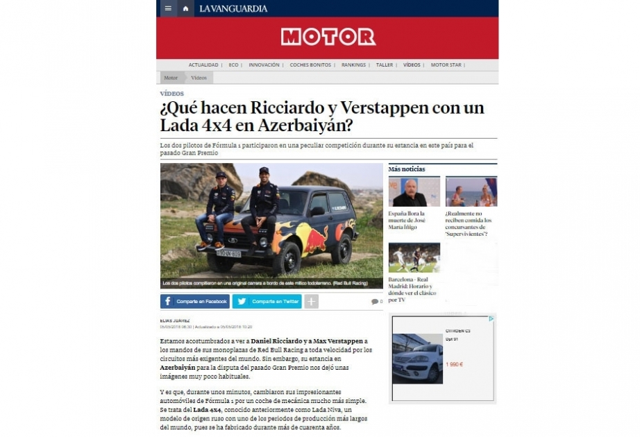 İspaniya mətbuatı Formula 1 pilotlarının Qobustan macərasından yazır