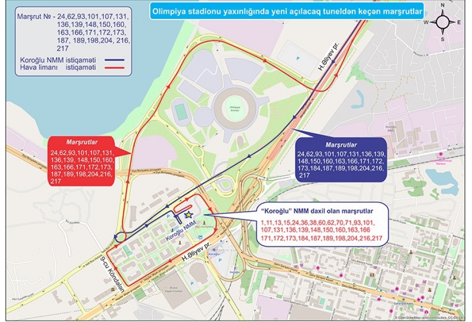 22 marşrut xətti üzrə avtobusların hərəkət sxemində dəyişiklik edilib