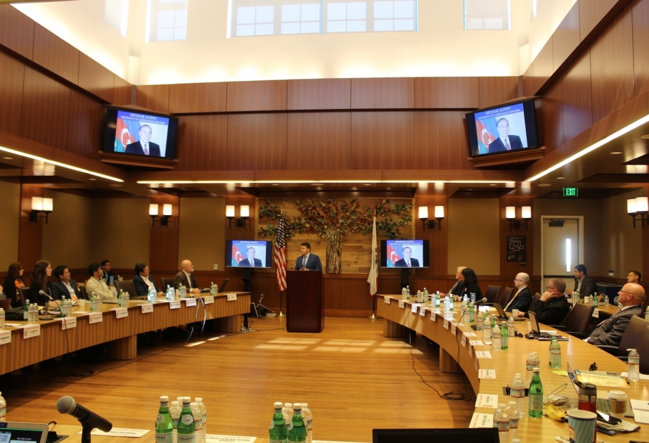 Azerbaijan's Consul General addresses a conference at San Diego State University