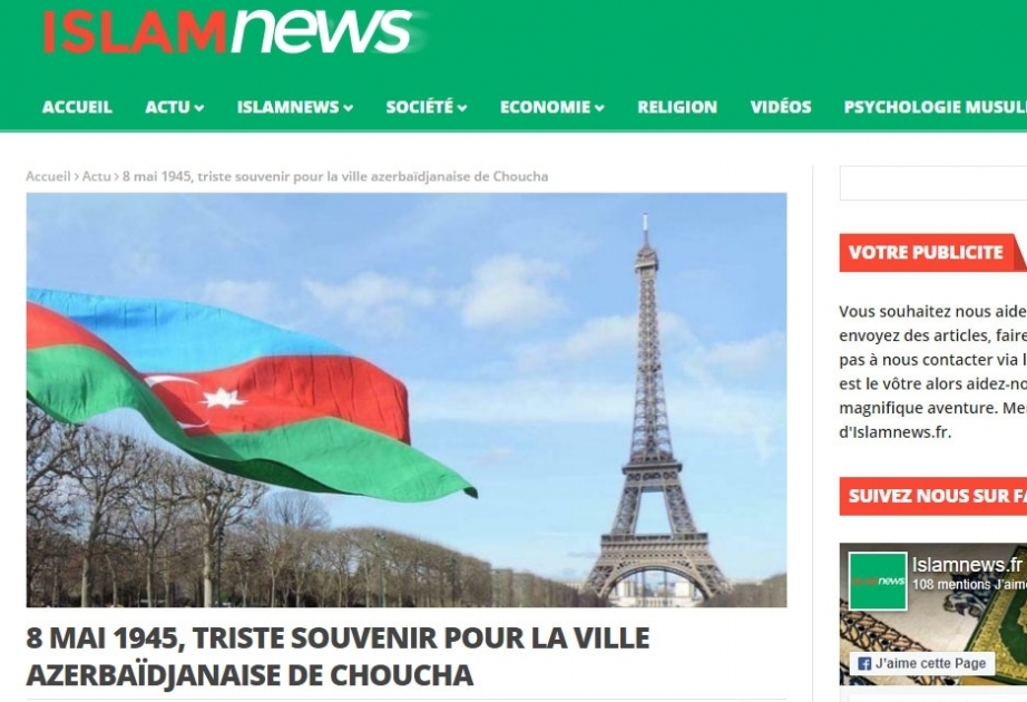 French portal publishes article about Shusha occupation