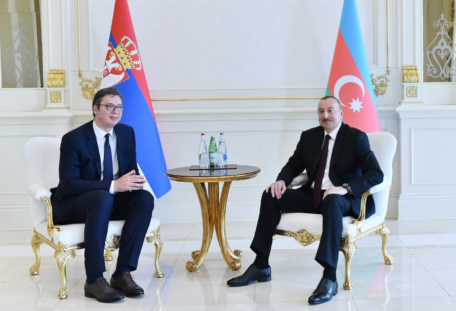 Встреча президентов Азербайджана и Сербии один на один ВИДЕО