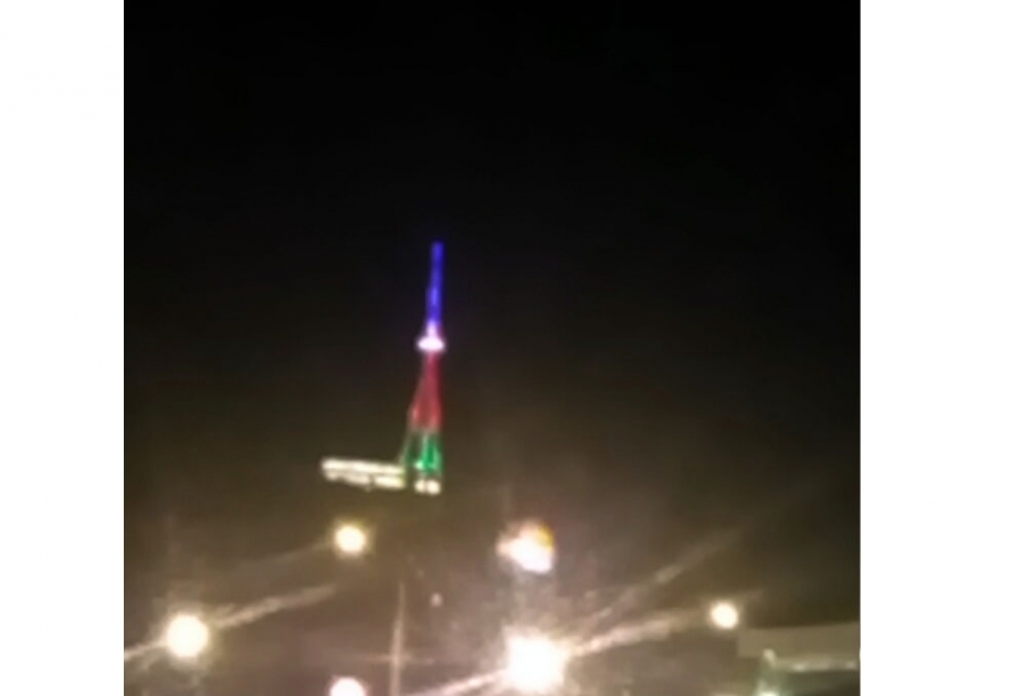 Tbilisi teleqülləsi Azərbaycan bayrağının rəngləri ilə işıqlandırılıb