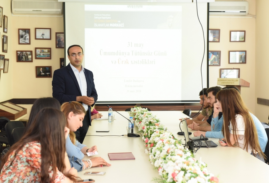 Tələbələrə tütün aludəçiliyinin fəsadları barədə məlumat verilib