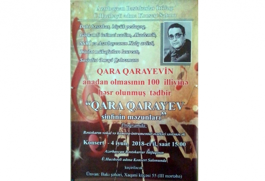 Bəstəkarlar İttifaqında Qara Qarayevin əsərləri səsləndiriləcək