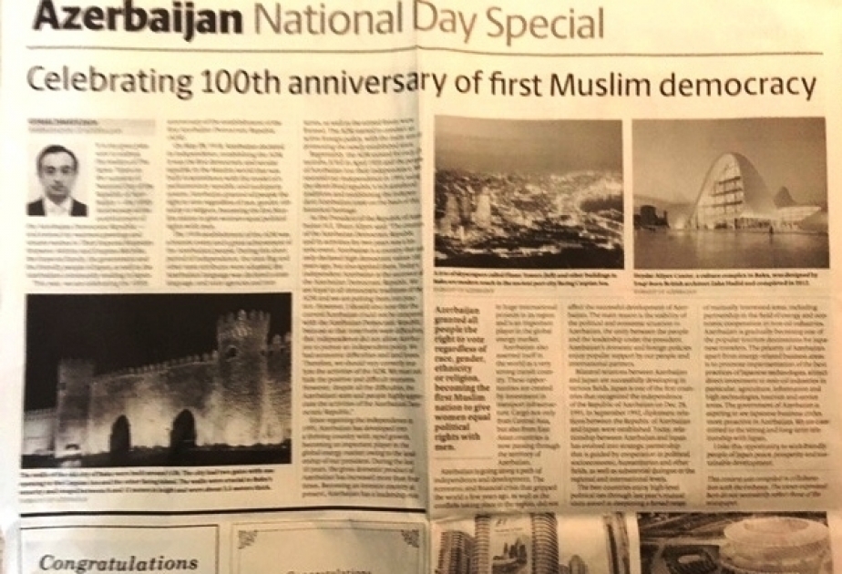 “The Japan Times”: Müsəlman dünyasında ilk demokratiyanın 100 illiyi qeyd olunur