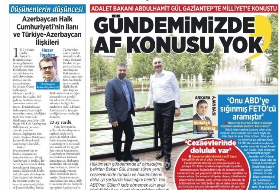 В турецкой газете «Миллиет» опубликована статья об Азербайджанской Демократической Республике