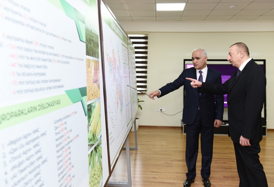 伊利哈姆·阿利耶夫总统出席戈兰博伊区Region Agro有限责任公司揭牌仪式