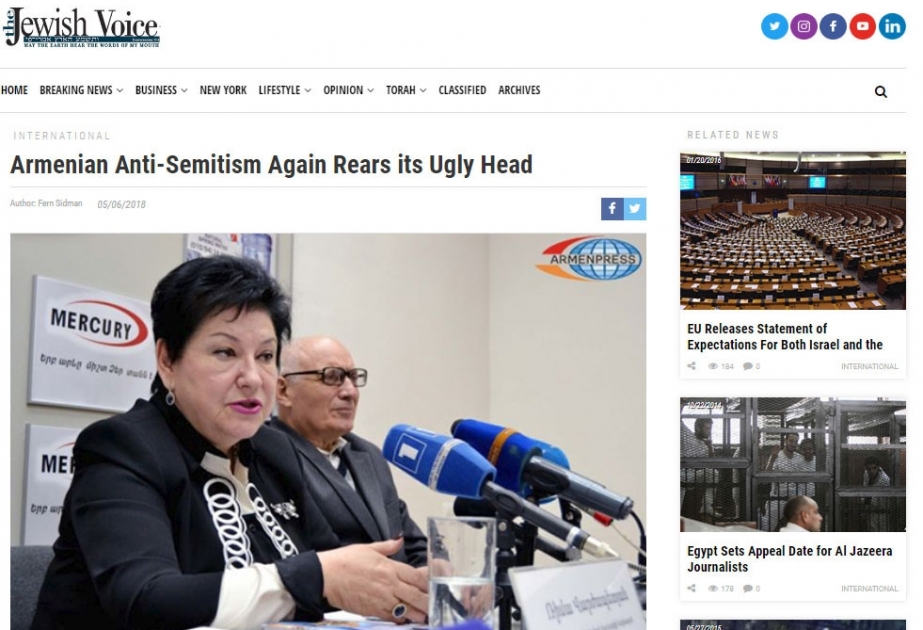 “The Jewish Voice” qəzeti: Erməni antisemitizmi yenidən baş qaldırır