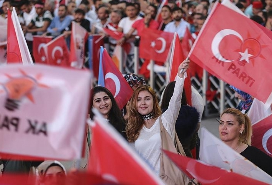 Turkish AK Party supporters celebrate election victory