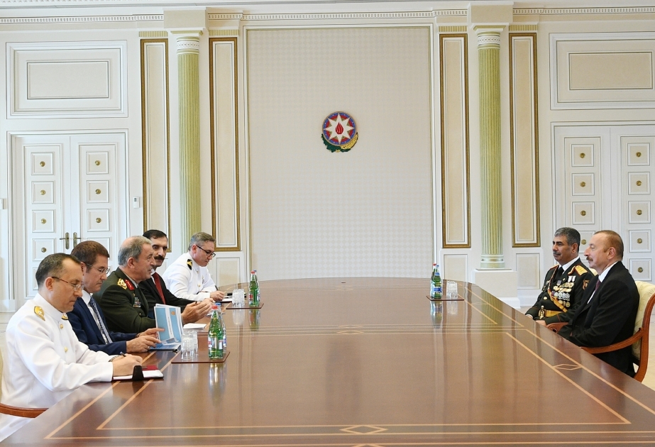 President Ilham Aliyev received Turkish chief of General Staff and national defense minister VIDEO