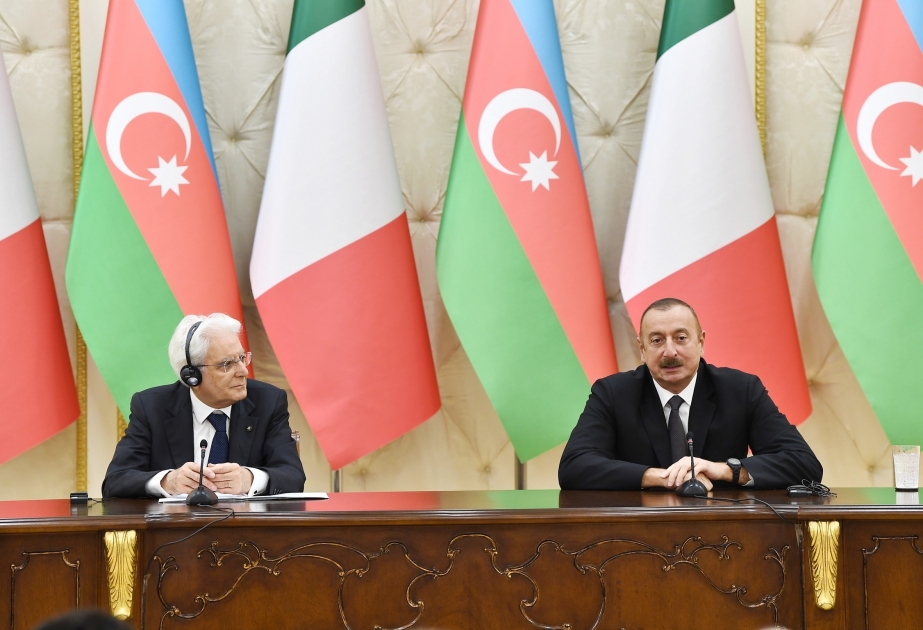 Gemeinsame Presseerklärung von Präsident Ilham Aliyev und dem italienischen Präsidenten Sergio Mattarella VIDEO