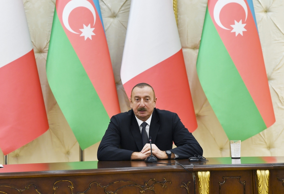 Prezident İlham Əliyev: Əminik ki, İtaliya ATƏT-in sədri kimi Ermənistan-Azərbaycan, Dağlıq Qarabağ münaqişəsinin həllində fəal rol oynayacaq