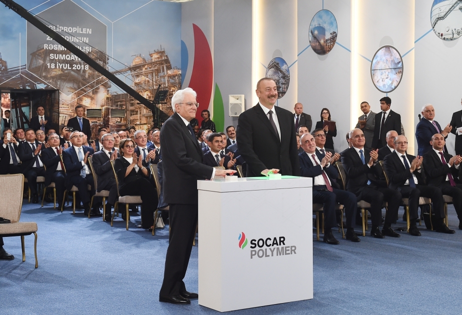 Präsident Ilham Aliyev und Präsident Sergio Mattarella weihen GmbH “SOCAR Polymer“ in Sumgait ein VIDEO