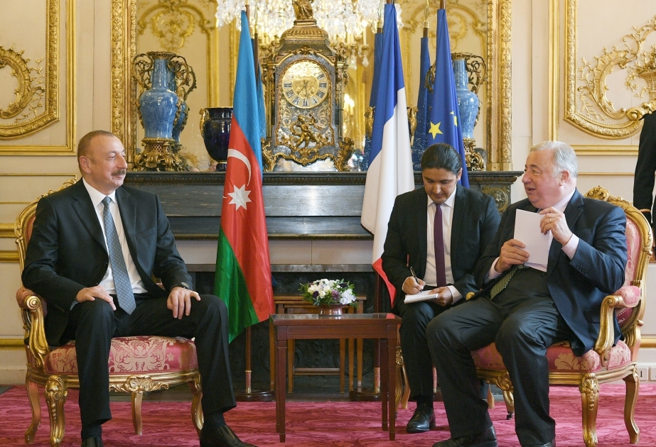 Le président azerbaïdjanais rencontre le président du Sénat français VIDEO